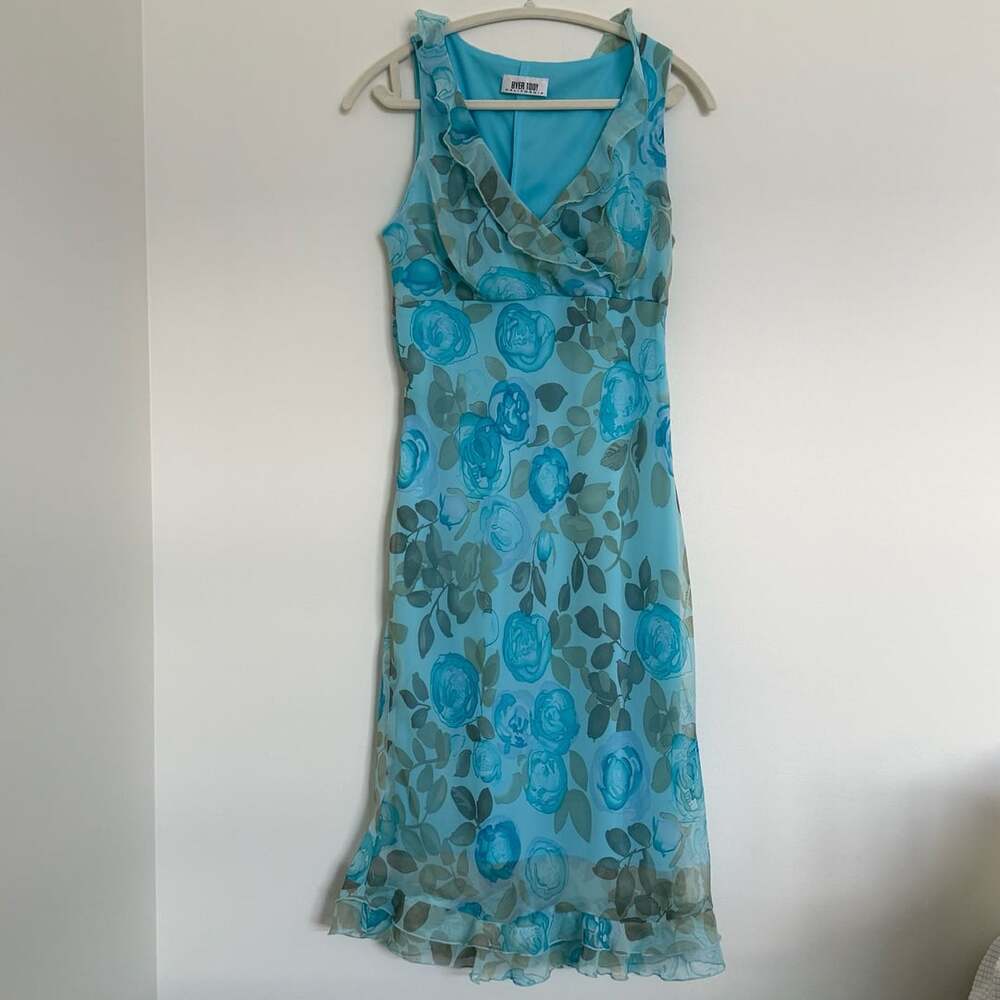 Vintage Byer Too! CA Dress – Size 13, Moody Blue Chiffon, Made in USA